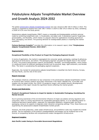 Polybutylene Adipate Terephthalate (PBAT) Market Size and Share: Global Forecast