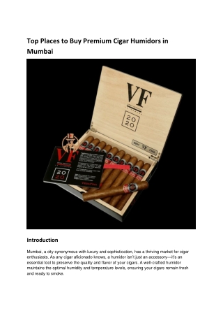 Top Places to Buy Premium Cigar Humidors in Mumbai