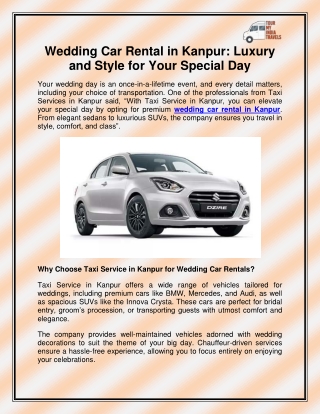 Wedding car rental in Kanpur