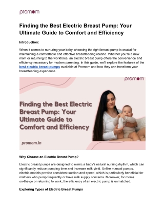 Finding the Best Electric Breast Pump_ Your Ultimate Guide to Comfort and Efficiency