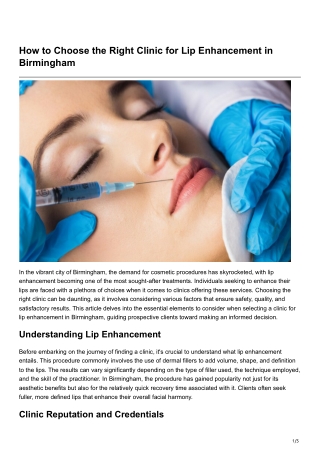 How to Choose the Right Clinic for Lip Enhancement in Birmingham