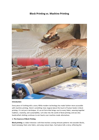 Block Printing vs Machine Printing