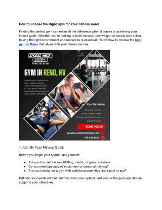How to Choose the Right Gym for Your Fitness Goals