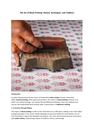 The Art of Block Printing History Techniques and Tradition