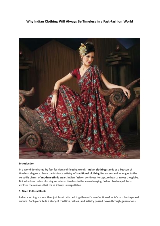 Why Indian Clothing Will Always Be Timeless in a Fast Fashion World