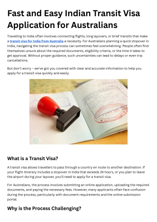 Fast and Easy Indian Transit Visa Application for Australians