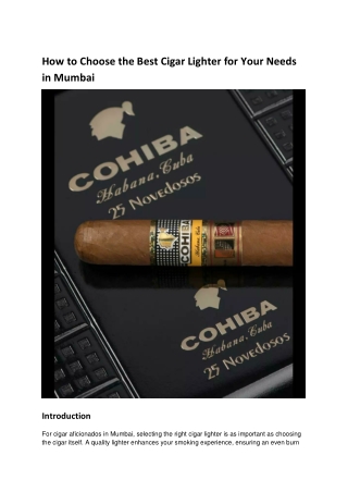 How to Choose the Best Cigar Lighter for Your Needs in Mumbai