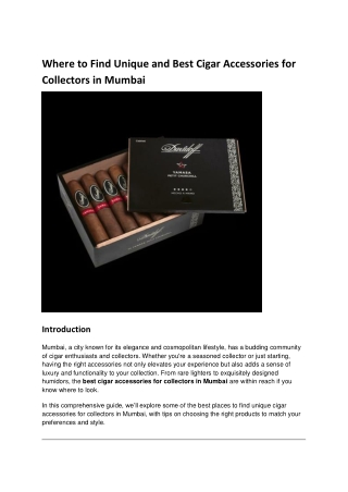 Where to Find Unique and Best Cigar Accessories for Collectors in Mumbai