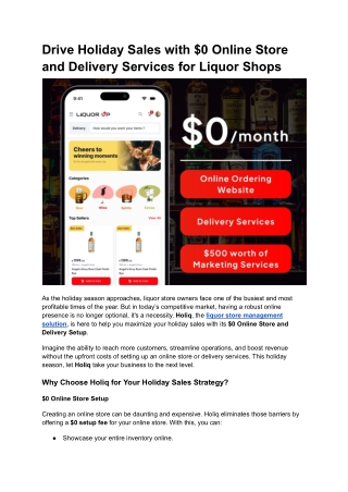Drive Holiday Sales with $0 Online Store and Delivery Services for Liquor Shops