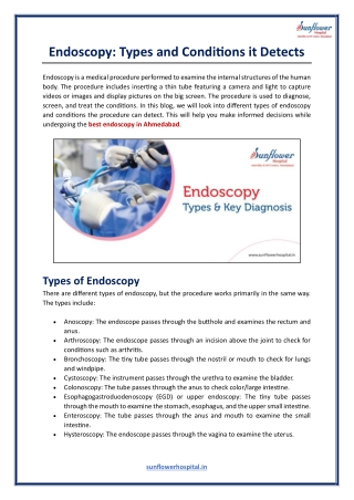 Endoscopy - Types and Conditions it Detects