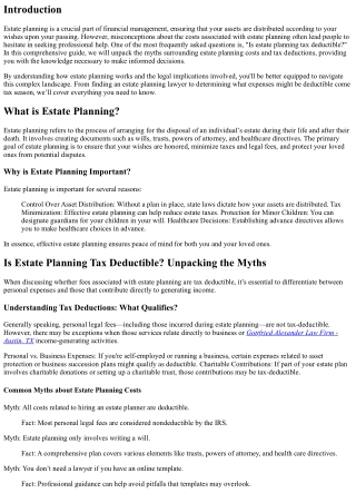 Is Estate Planning Tax Deductible? Unpacking the Myths