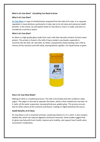 What is A1 Cow Ghee? - Everything You Need to Know