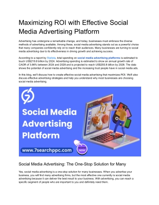 Maximizing ROI with Effective Social Media Advertising Platform