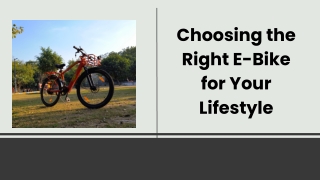 Choosing the Right E-Bike for Your Lifestyle