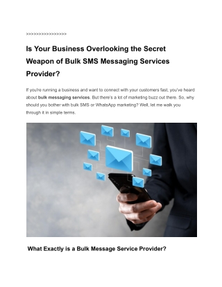 Is Your Business Overlooking Bulk SMS Messaging Services Provider