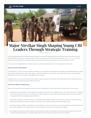 Major Nirvikar Singh Shaping Young CBI Leaders Through Strategic Training