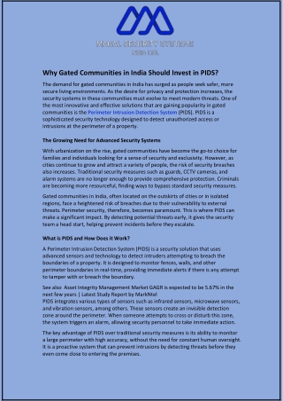Why Gated Communities in India Should Invest in PIDS?