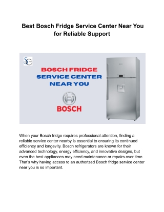 Best Bosch Fridge Service Center Near Me for Reliable Support