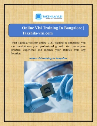 Online Vlsi Training In Bangalore | Takshila-vlsi.com