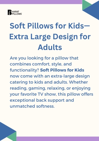 Soft Pillows for Kids - Extra Large Design for Adults