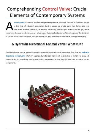 Comprehending Control Valve Crucial Elements of Contemporary Systems