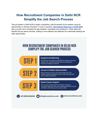 How Recruitment Companies in Delhi NCR Simplify the Job Search Process