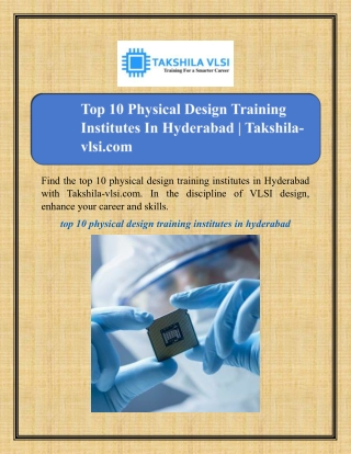 Top 10 Physical Design Training Institutes In Hyderabad | Takshila-vlsi.com