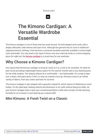 Elevate Your Wardrobe with Kimono Cardigans from Mini Apparels