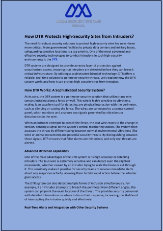 How DTR Protects High-Security Sites from Intruders?