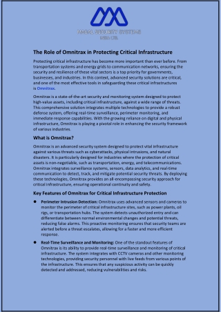 The Role of Omnitrax in Protecting Critical Infrastructure