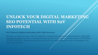 Unlock your Digital Marketing SEO potential with S2V