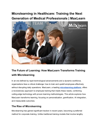 Microlearning in Healthcare_ Training the Next Generation of Medical Professionals _ MaxLearn