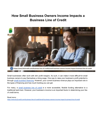 How Small Business Owners Income Impacts a Business Line of Credit
