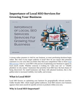 Importance of Local SEO Services for Growing Your Business