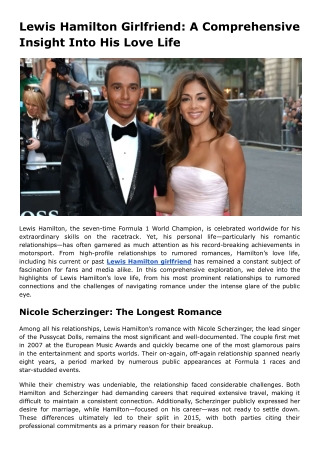 Lewis Hamilton Girlfriend_ A Comprehensive Insight Into His Love Life