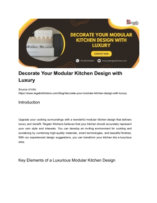 Decorate Your Modular Kitchen Design with Luxury