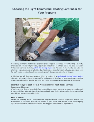 Choosing the Right Commercial Roofing Contractor for Your Property