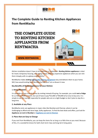 The Complete Guide to Renting Kitchen Appliances from RentMacha