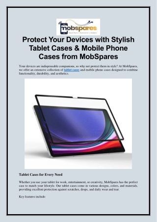 Protect Your Devices with Stylish Tablet Cases & Mobile Phone Cases from MobSpares