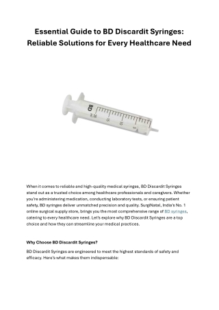 Essential Guide to BD Discardit Syringes: Reliable Solutions Every Healthcare