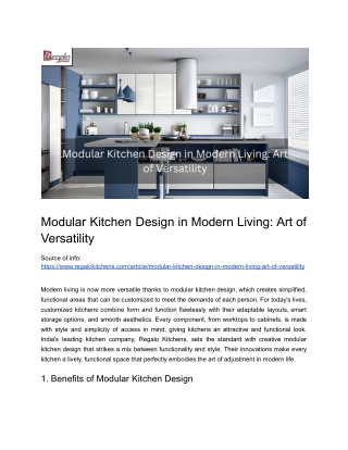 Modular Kitchen Design in Modern Living Art of Versatility