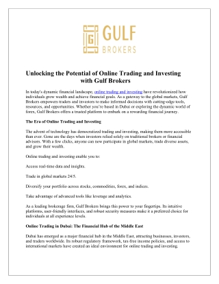 Marketing Gulfbrokers Best Forex Trading Company