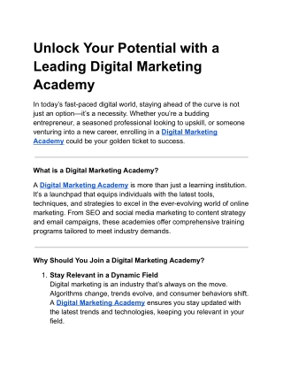 Unlock Your Potential with a Leading Digital Marketing Academy