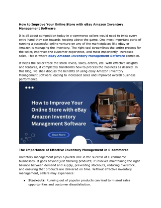 How to Improve Your Online Store with eBay Amazon Inventory Management Software