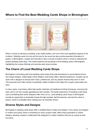 Where to Find the Best Wedding Cards Shops in Birmingham