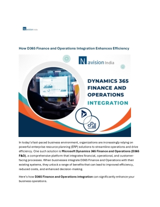 How D365 Finance and Operations Integration Enhances Efficiency