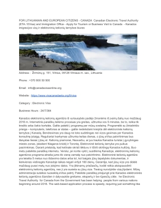 82 FOR LITHUANIAN AND EUROPEAN CITIZENS - CANADA  Canadian Electronic Travel Authority (ETA _ EVisa) and Immigration Off
