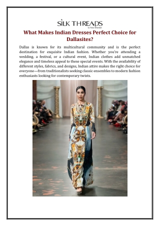 What Makes Indian Dresses Perfect Choice for Dallasites