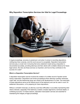 Why Deposition Transcription Services Are Vital for Legal Proceedings