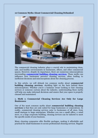 10 Common Myths About Commercial Cleaning Debunked